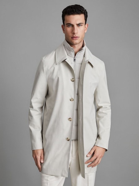 Jacket With Removable Funnel-Neck Insert in Stone (Q81997) | £150