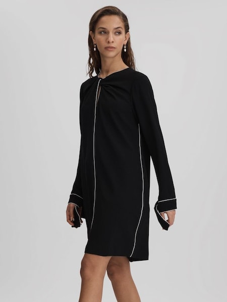 Shift Mini Dress in Black (Q82025) | £178