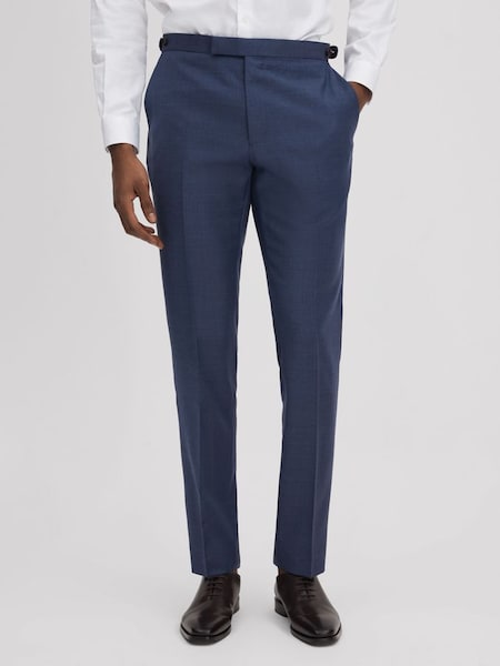 Slim Fit Wool Adjuster Trousers in Bright Blue (Q82030) | £168