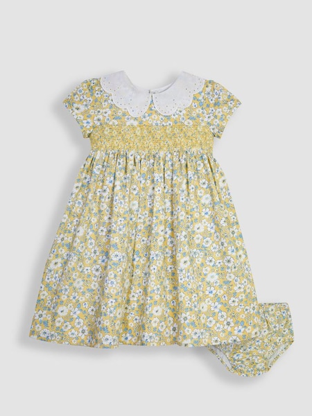 Yellow Hedgerow Floral Broderie Collar Party Dress (Q82930) | £38