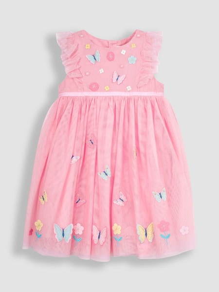 Pink Butterfly Floral Tulle Pretty Party Dress (Q82995) | £36