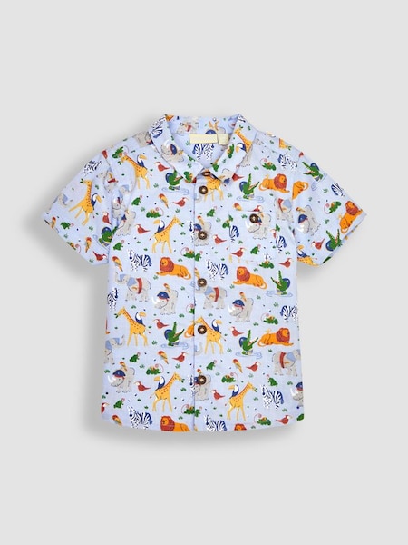 Blue Safari Animals Safari Printed Short Sleeve Shirt (Q83027) | £22