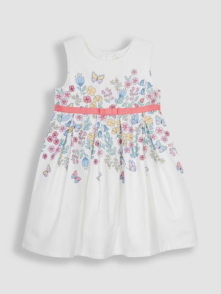 White Butterfly Floral Pretty Pleated Party Dress (Q83032) | £36