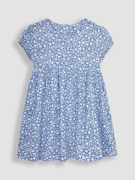 Blue Strawberry Ditsy Floral Puff Sleeve Jersey Dress (Q83147) | £18