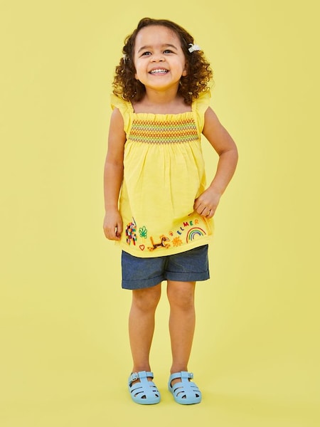 2-Piece Elmer Embroidered Top & Shorts Set in Yellow (Q83159) | £32