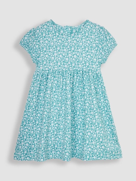 Duck Egg Blue Ditsy Floral Puff Sleeve Jersey Dress (Q83177) | £14