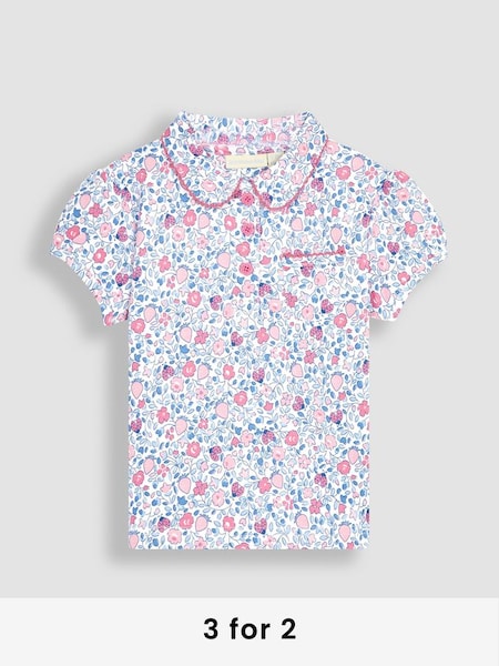 Pink Ladybird Ditsy Floral Pretty Polo Shirt (Q83185) | £15