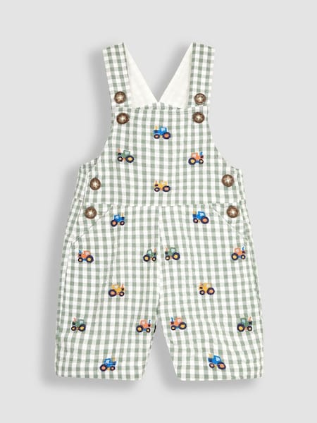 Khaki Green Tractor Tractor Embroidered Dungarees (Q83200) | £25