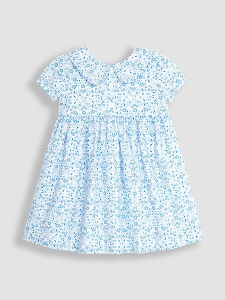 Blue Floral Button Front Collar Tea Dress (Q83212) | £23