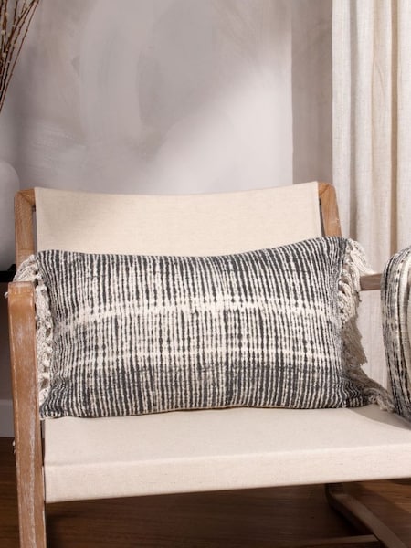 Yard Black Sono Ink Abstract Fringed Polyester Filled Cushion (Q83673) | £22