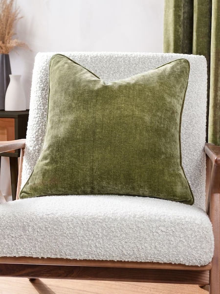 Yard Green Heavy Chenille Reversible Feather Filled Cushion (Q83974) | £24