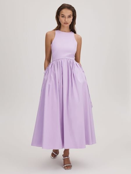 Florere Side Tie Midi Dress in Lilac (Q85804) | £198