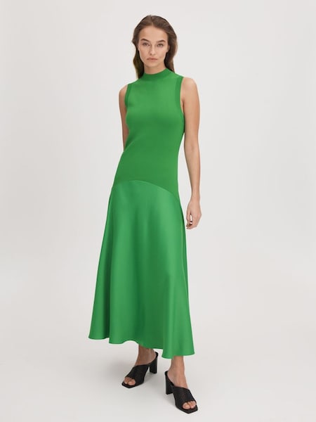 Florere Fit-and-Flare Midi Dress in Bright Green (Q85817) | £178