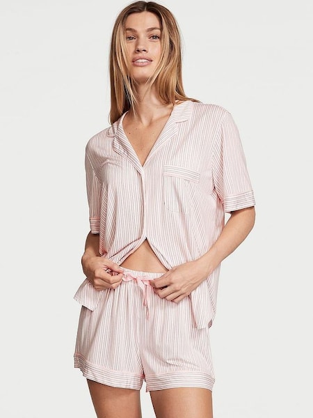 Purest Pink Stripe Modal Short Pyjamas (Q85890) | £55
