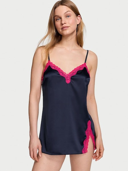 Noir Navy Blue Satin Slip Dress (Q85897) | £45