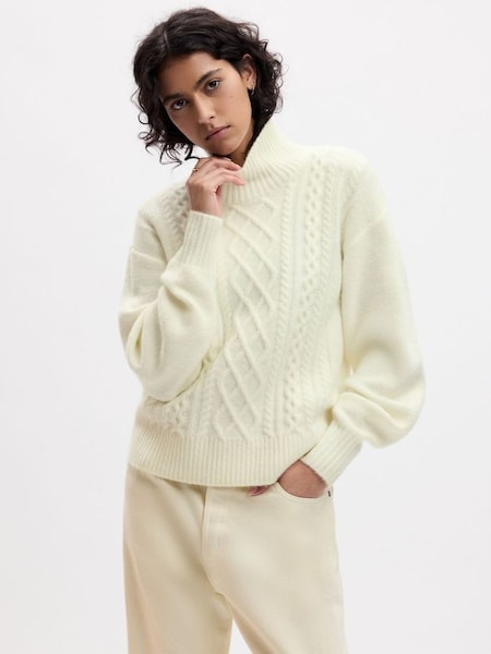 Cream Relaxed Forever Cosy Turtle Neck Cable Knit Jumper (Q87190) | £55