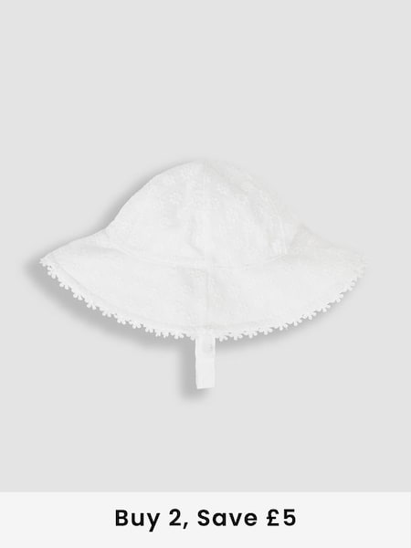 Broderie Floppy Hat in White (Q88283) | £14