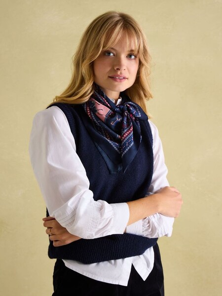 Bloomfield Navy/Burgundy Square Silk Scarf (Q88652) | £40