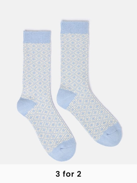 Women's Toasty Blue Cosy Geometric Socks (size 4-8) (Q88662) | £9.95