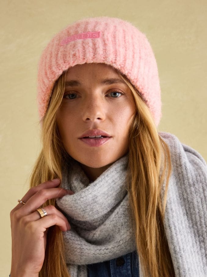 Joules pink bobble hat clearance