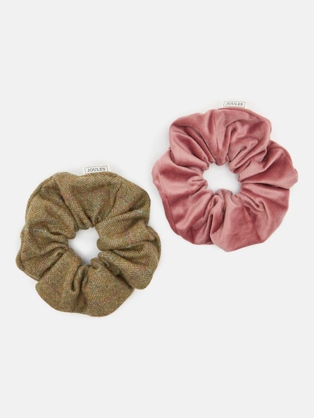 Annika Green Pack of Two Tweed Scrunchies (Q89086) | £14.95