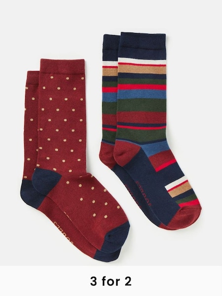 Men's Kingsbury Red 2 Pack Socks (size 7-12) (Q89514) | £9.95