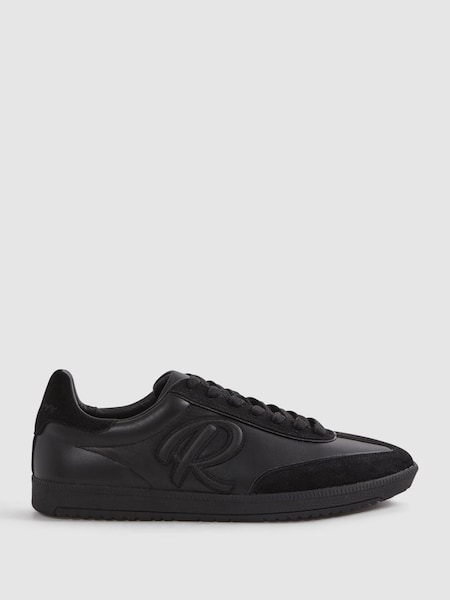 Leather-Suede Low Trainers in Black (Q89526) | £168