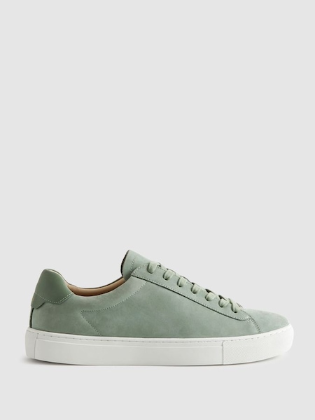 Suede Lace-Up Trainers in Sage (Q90428) | £138