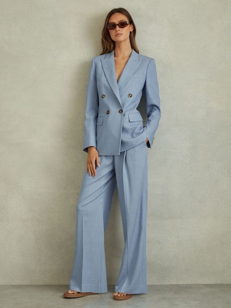 Wide Leg Suit Trousers with TENCEL™ Fibers in Blue (Q90751) | £168