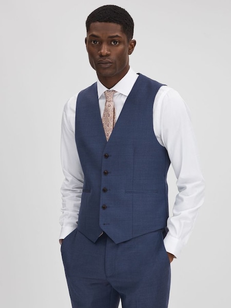 Slim Fit Wool Waistcoat in Bright Blue (Q91838) | £158