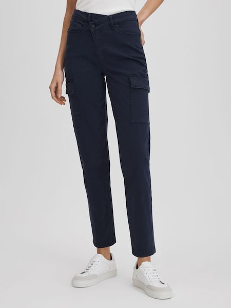 Good American Tapered Fit Cargo Trousers in Washed Blue (Q91857) | £138