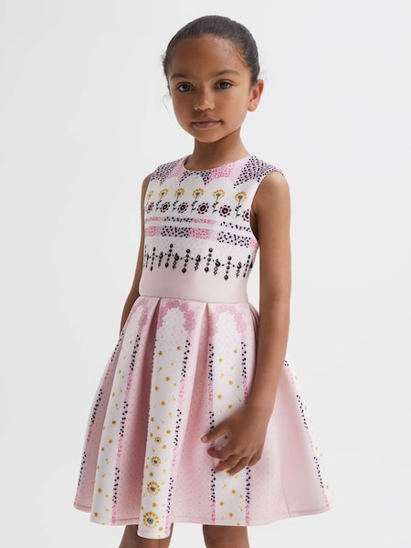 Junior Scuba Floral Print Dress in Pink (Q91937) | £20