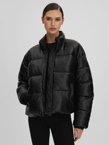 Good American Faux Leather Puffer Jacket in Black (Q91949) | £158
