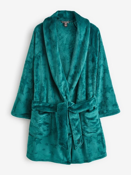 Black Ivy Green Stars Cosy Short Dressing Gown (Q92926) | £49