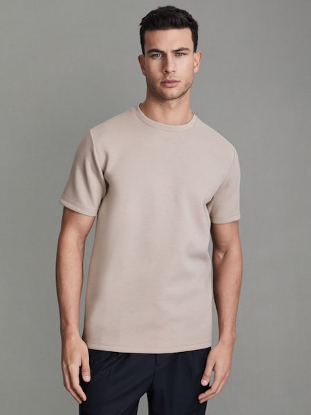 Interlock Jersey Crew Neck T-Shirt in Oatmeal (Q94164) | £50