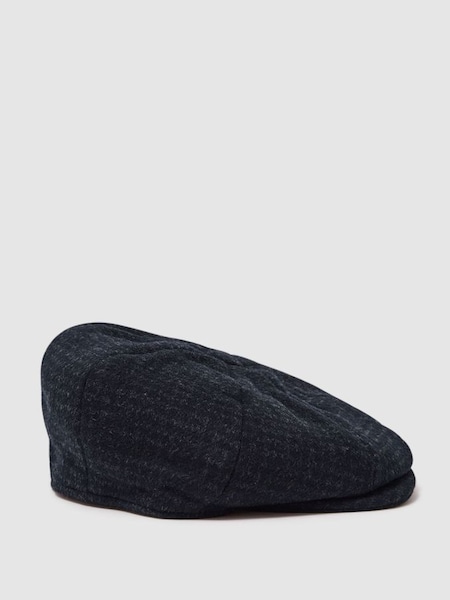 Wool Blend Baker Boy Cap in Navy (Q94244) | £58