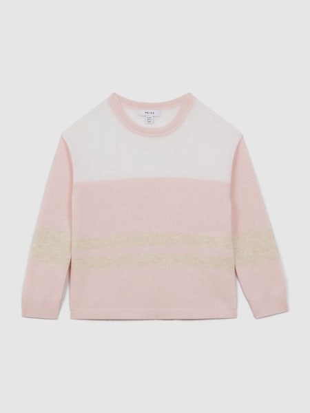 Teen Wool Blend Striped Crew Neck Jumper in Pink (Q94248) | £43