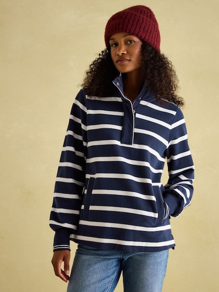 Burnham Navy Blue Funnel Neck Quarter Zip Sweatshirt (Q95787) | £69.95