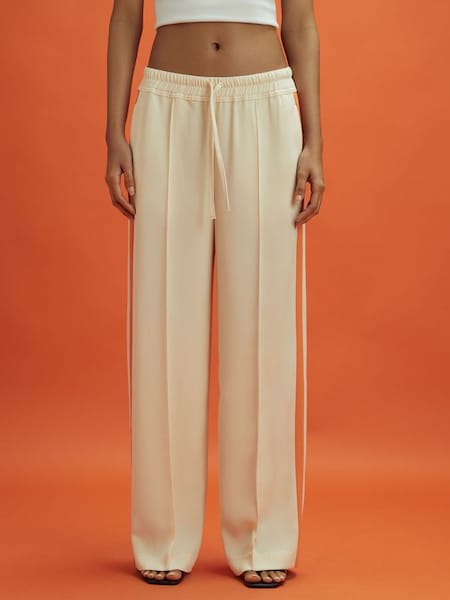 McLaren F1 Side Stripe Drawstring Trousers in Off White/Papaya (Q96634) | £148