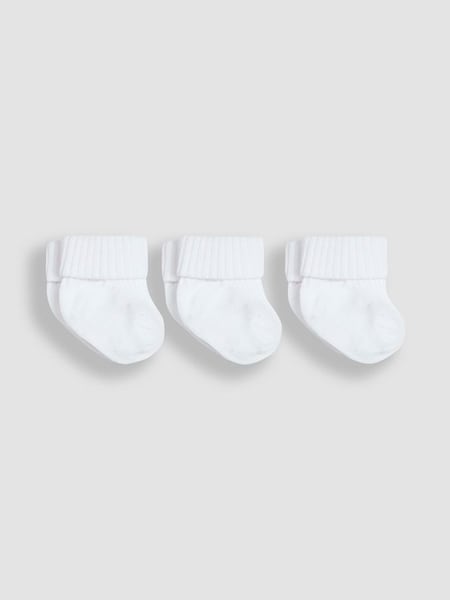 3-Pack Rib Baby Socks in White (Q97776) | £5.50