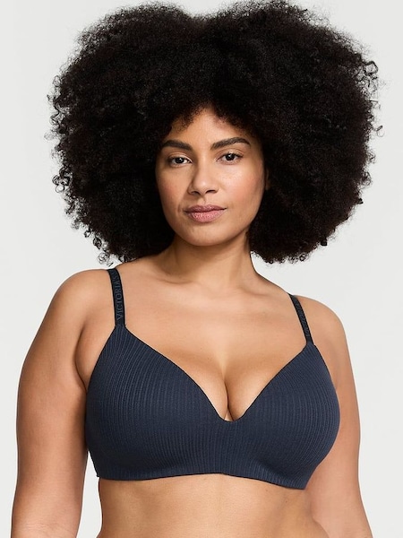 Noir Navy Blue Drop Needle Non Wired Lightly Lined Bra (Q97972) | £35