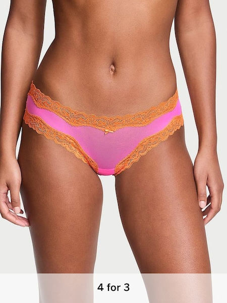 Hollywood Pink Mesh Cheeky Knickers (Q97973) | £10