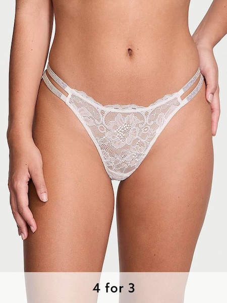 Coconut White Lace Shine Strap Thong Double Shine Strap Knickers (Q97999) | £20