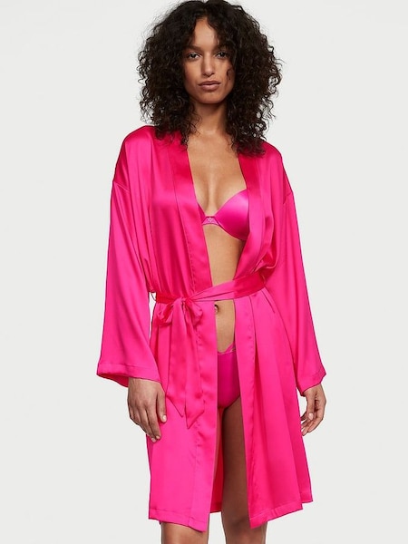 Forever Pink Satin Midi Robe (Q98034) | £59