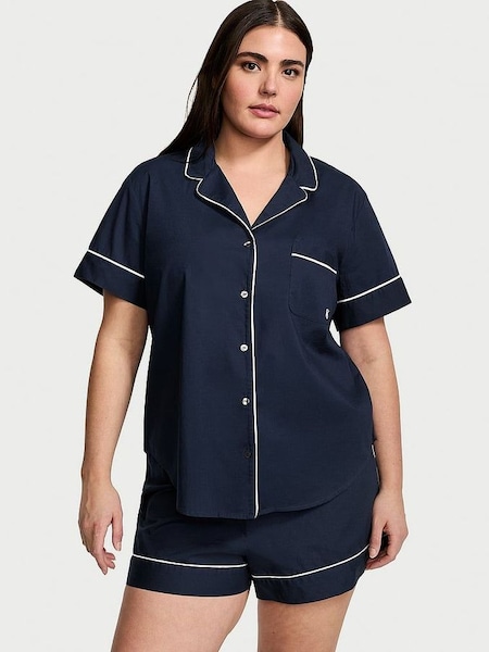 Noir Navy Blue Cotton Short Pyjamas (Q99586) | £55