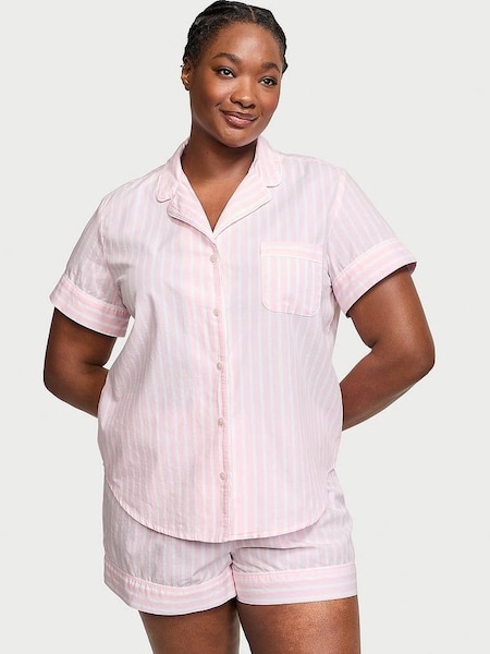 Pretty Blossom Pink Stripe Cotton Short Pyjamas (Q99610) | £55