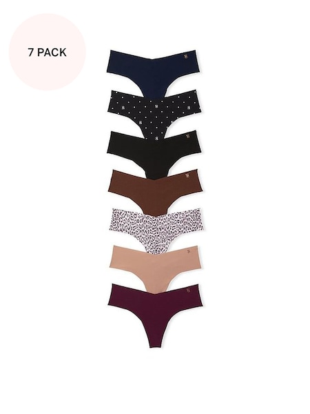 Blue/Black/Nude/Red Thong No Show Knickers Multipack (Q99724) | £35