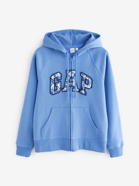 Blue Floral Logo Zip Up Hoodie (Q99750) | £35