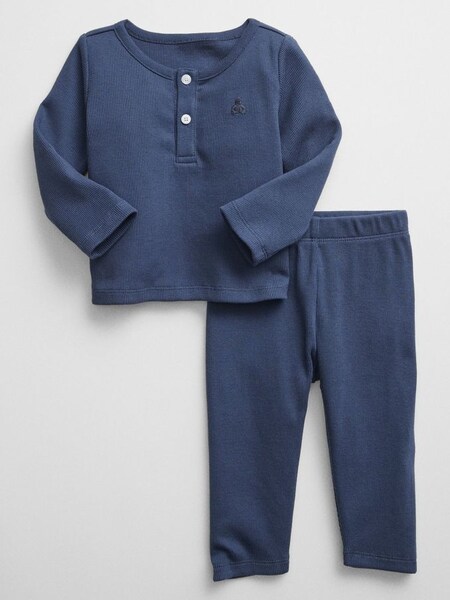 Blue Ribbed Baby Outfit Set (R45309) | £20