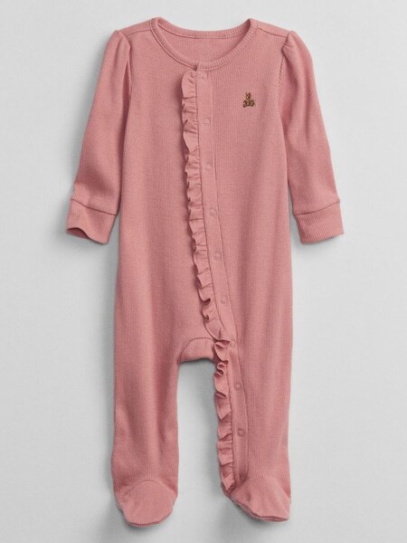 Pink Ruffle Long Sleeve Baby Sleepsuit (R45354) | £20